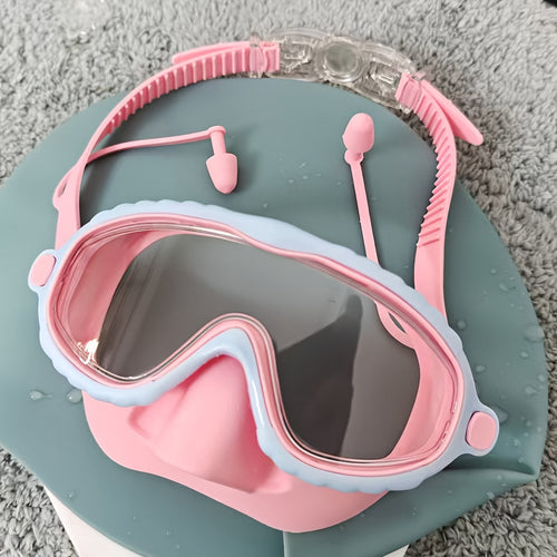 Oversized Anti-Fog Swim Goggles High Definition Clarity Soft Silicone Comfort Cushions Adjustable Strap Stylish Swim Gear for Outdoor Swimming Pool Beach Pond Pink Blue