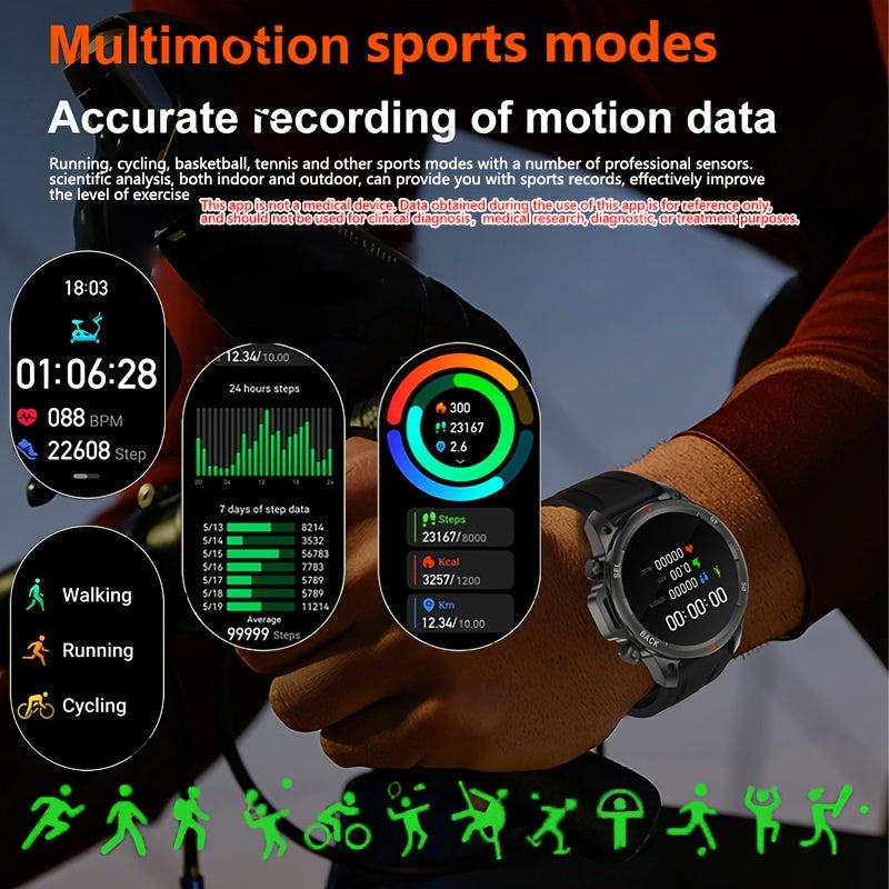 GPS Smartwatch for Men – 360×360 HD Screen, AI Voice, Wireless Calling, NFC, Compass, LED Lighting, Motion Trajectory, Outdoor Sport Fitness Tracker, Father's Day Gift
