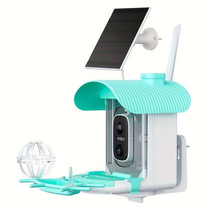 AI Smart Bird Feeder with Camera Solar Powered – 4MP 2K HD, Bird Species Identification, Motion Detection, Squirrel-Proof, IP66 Weatherproof, App Remote Monitoring, Gift for Bird Lovers