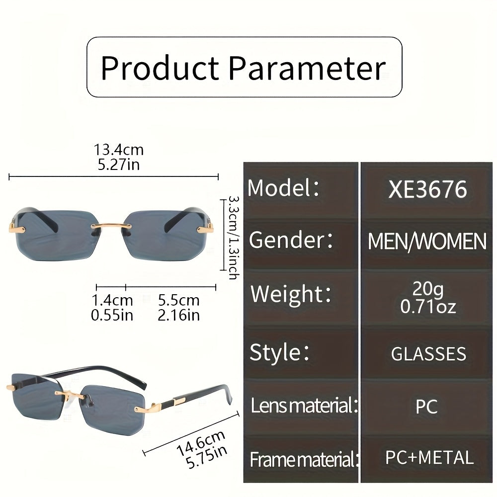 Frameless Metal Fashion Glasses Set 5pcs Unisex Classic Trendy Rimless Eyewear for Men Women - Summer Party Street Style Photography Holiday Gift