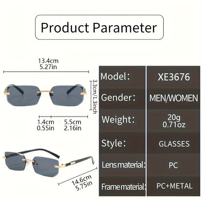 Frameless Metal Fashion Glasses Set 5pcs Unisex Classic Trendy Rimless Eyewear for Men Women - Summer Party Street Style Photography Holiday Gift
