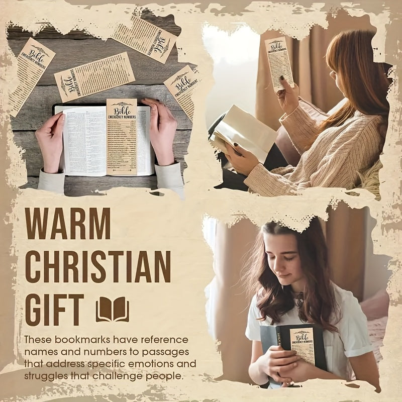 Bible Verse Bookmarks 50 Pack – Inspirational Scripture Brown Paper Bookmarks for Church, Sunday School Supplies, Vacation Bible School, Religious Gifts & Christian Stocking Stuffers
