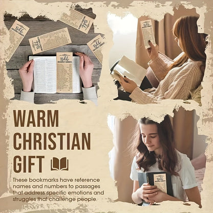 Bible Verse Bookmarks 50 Pack – Inspirational Scripture Brown Paper Bookmarks for Church, Sunday School Supplies, Vacation Bible School, Religious Gifts & Christian Stocking Stuffers