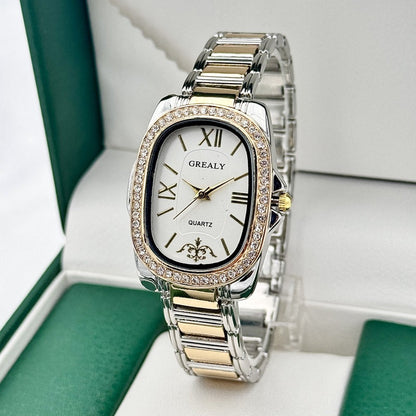Women's Elegant Oval Dial Quartz Watch with Roman Numerals – Classic Analog Dress Watch with Alloy Band in 7 Colors, Perfect Gift for Women, Birthday, Anniversary & Holiday