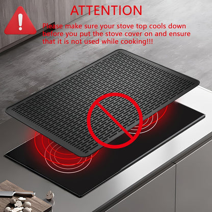 Silicone Electric Stove Top Cover Mat 28"x20" – Heat-Resistant Up to 450°F, Non-Slip Washable Ceramic Glass Cooktop Protector, Extra Large Flat RV Range Cover & Multipurpose Kitchen Mat, Black