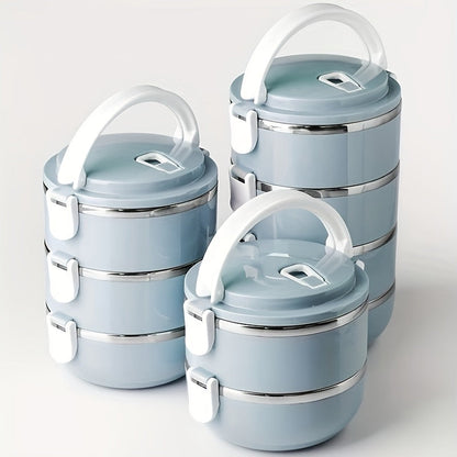 Stainless Steel Insulated Lunch Box Set 2/3/4 Layer – Stackable Bento Box with Lid, 47oz Leakproof Cylindrical Food Container for Office, School, Camping, Picnic & Outdoor Use