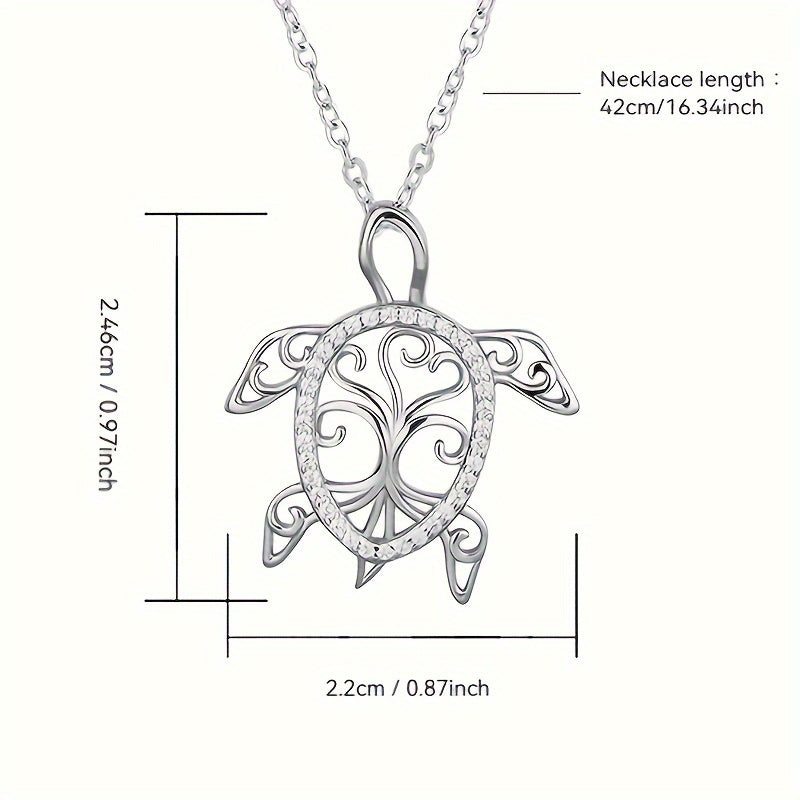 925 Sterling Silver Sea Turtle & Tree of Life Pendant Necklace – Beachy Ocean Lover Jewelry, Meaningful Nature Gift for Mom, Perfect for Valentine's Day, Anniversary & Holidays