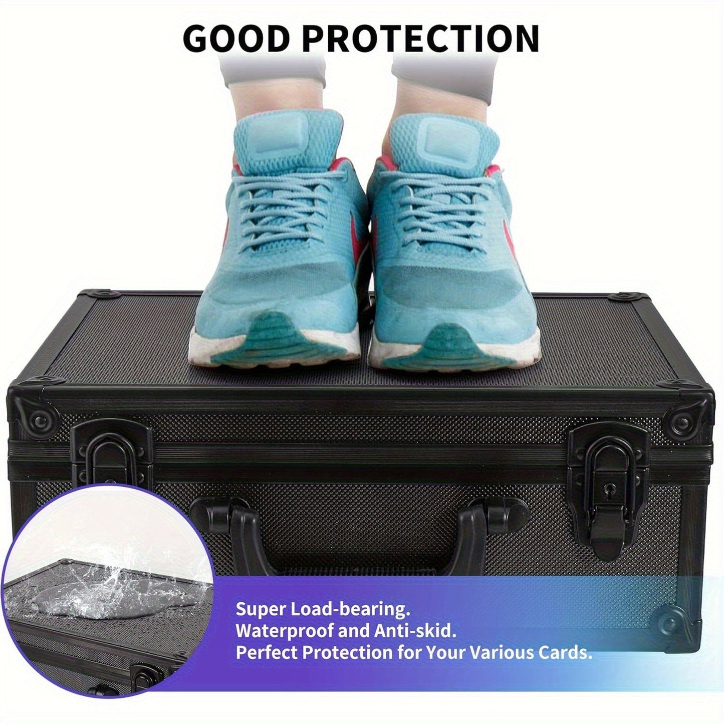 Trading Card Storage Box with Lock Holds 600 Plus 3x4 35PT Rigid Top Loaders Sports Card Organizer Case for Pokemon MTG Yu-Gi-Oh Baseball Football Standard and Mini Size Options