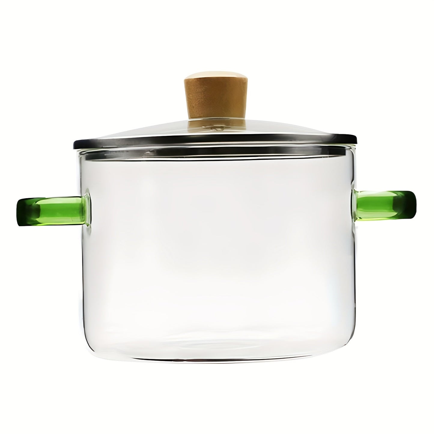 54oz Borosilicate Glass Soup Pot with Handle | Heat Resistant to 752°F | Stovetop & Oven Safe | Transparent Glass Cooker for Soup Congee Ramen Milk | Easy Clean Odorless | Green & Yellow Handle