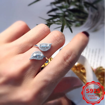 925 Sterling Silver Leaf Ring Set for Women – Elegant Boho CZ Cubic Zirconia Stackable Rings, Hypoallergenic, Daily & Holiday Wear, Perfect Gift