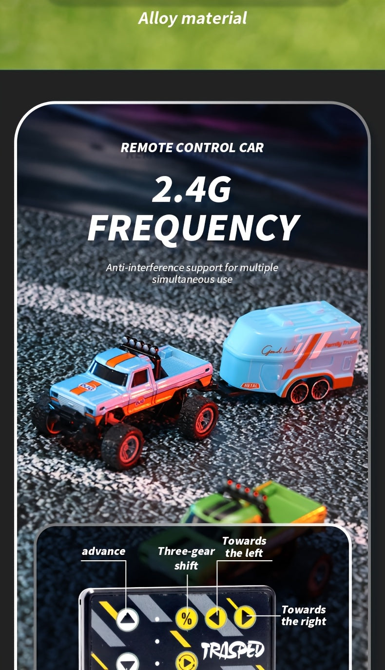 1:64 Alloy Mini Remote Control Off-Road Truck with Shock Absorbers Die-Cast RC Car Toy Gift for Boys Kids Birthday Christmas Halloween Dark Gray Teal Green Sky Blue Mixed
