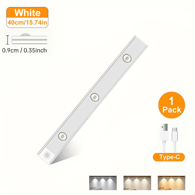 LED Motion Sensor Under Cabinet Light – Wireless USB-C Rechargeable Closet Light, 3 Color Temps & Dimmable, Magnetic Mount, Motion Activated Night Light for Kitchen Cabinet Closet Drawer (1/2/4 Pack)
