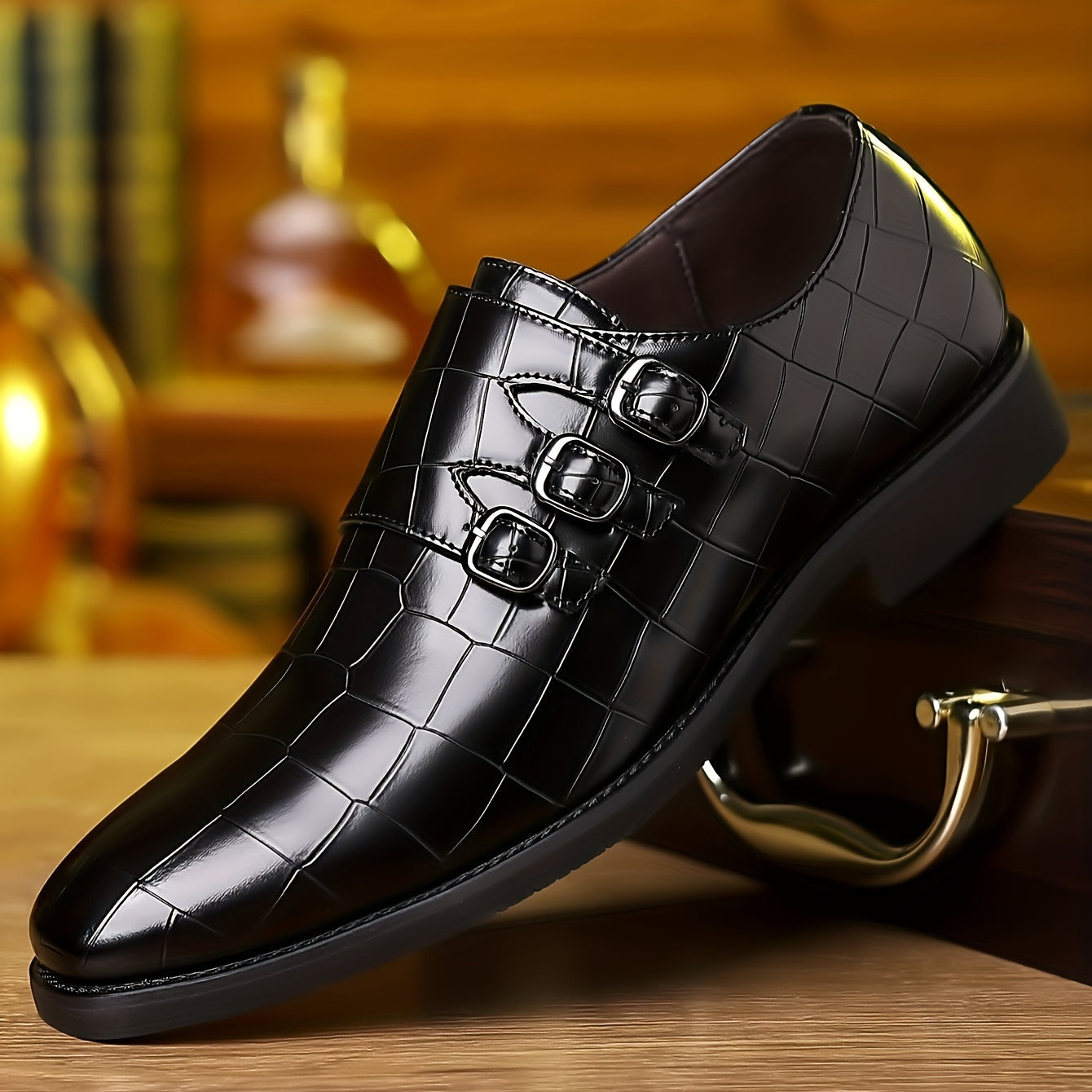 Men's Stone Textured Monk Strap Dress Shoes Slip-On Formal Loafers – Fashion Elegant Oxford Style for Business, Wedding & Special Occasions, Sizes US 6–12.5