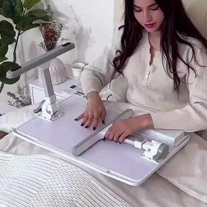 Lap Desk Bed Tray Table with USB Light Fan & Drawer – Adjustable Portable Laptop Stand for Bed Couch Sofa, Laptop Desk for Reading Writing Eating, 10 Colors & Sizes