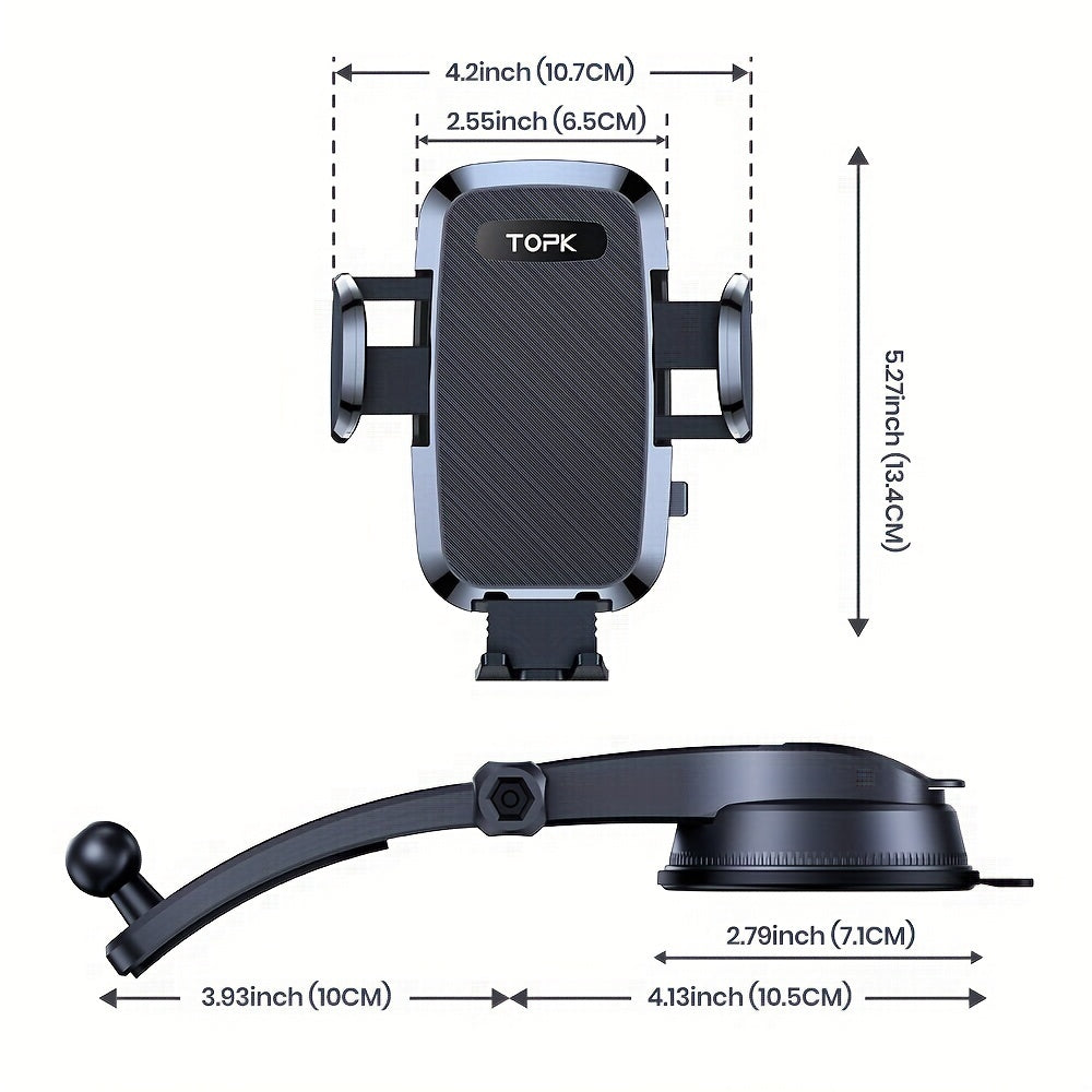 Car Phone Holder Mount – Upgraded 360° Rotation Dashboard & Windshield Cradle, Handsfree Universal Stand Compatible with iPhone 15 14 13, Samsung Galaxy, Android Phones | Velora