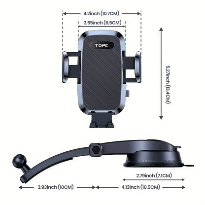 Car Phone Holder Mount – Upgraded 360° Rotation Dashboard & Windshield Cradle, Handsfree Universal Stand Compatible with iPhone 15 14 13, Samsung Galaxy, Android Phones | Velora