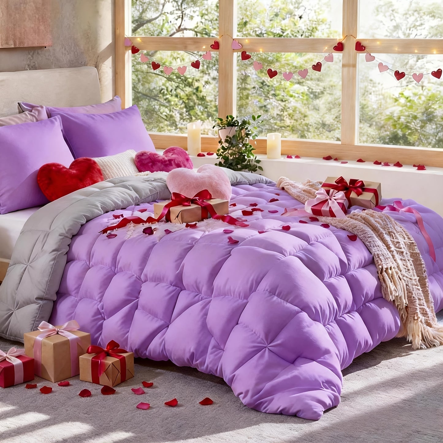 Comforter Set 7 Piece Queen King Full - Soft Microfiber Pintuck Pleated Bed in a Bag Complete Bedding Set with Comforter, Fitted Sheet, Flat Sheet & Pillowcases, All Season Home & Dorm Bedding