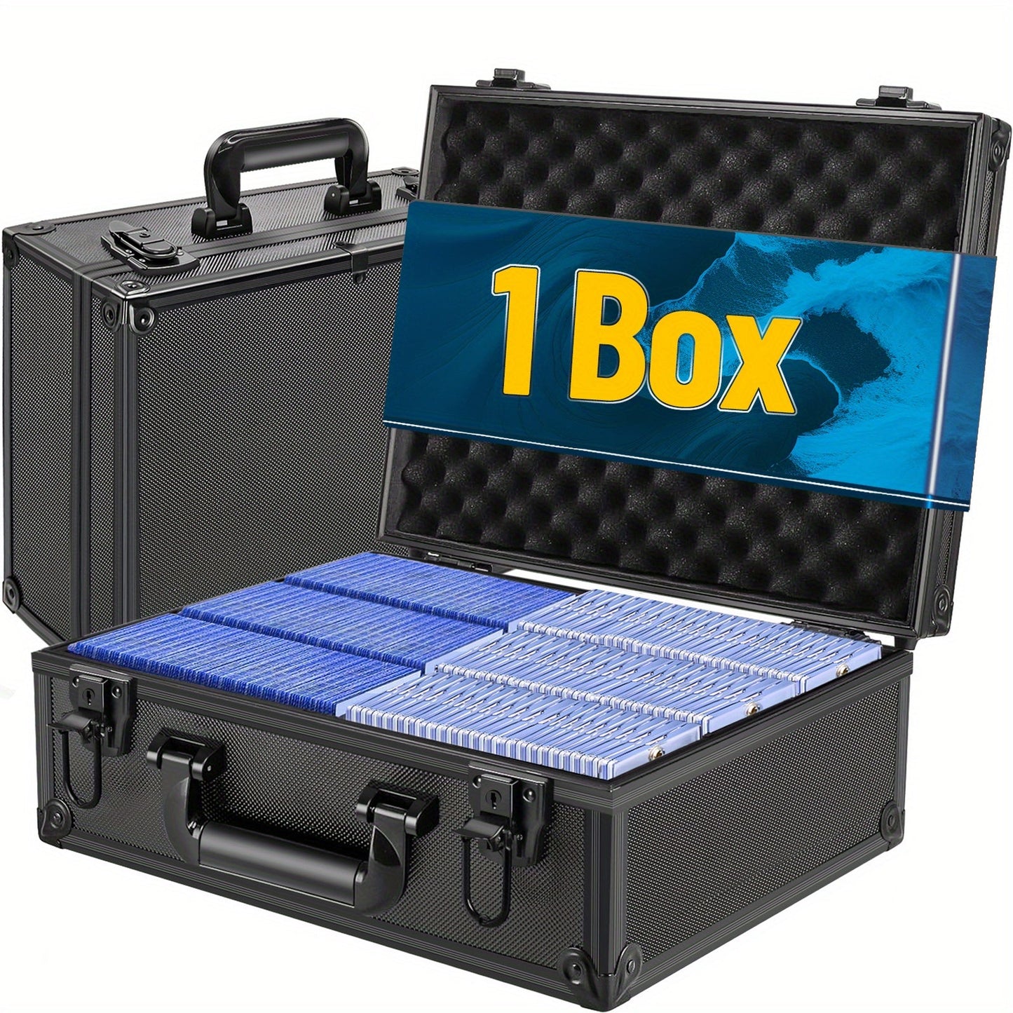 Trading Card Storage Box with Lock Holds 600 Plus 3x4 35PT Rigid Top Loaders Sports Card Organizer Case for Pokemon MTG Yu-Gi-Oh Baseball Football Standard and Mini Size Options