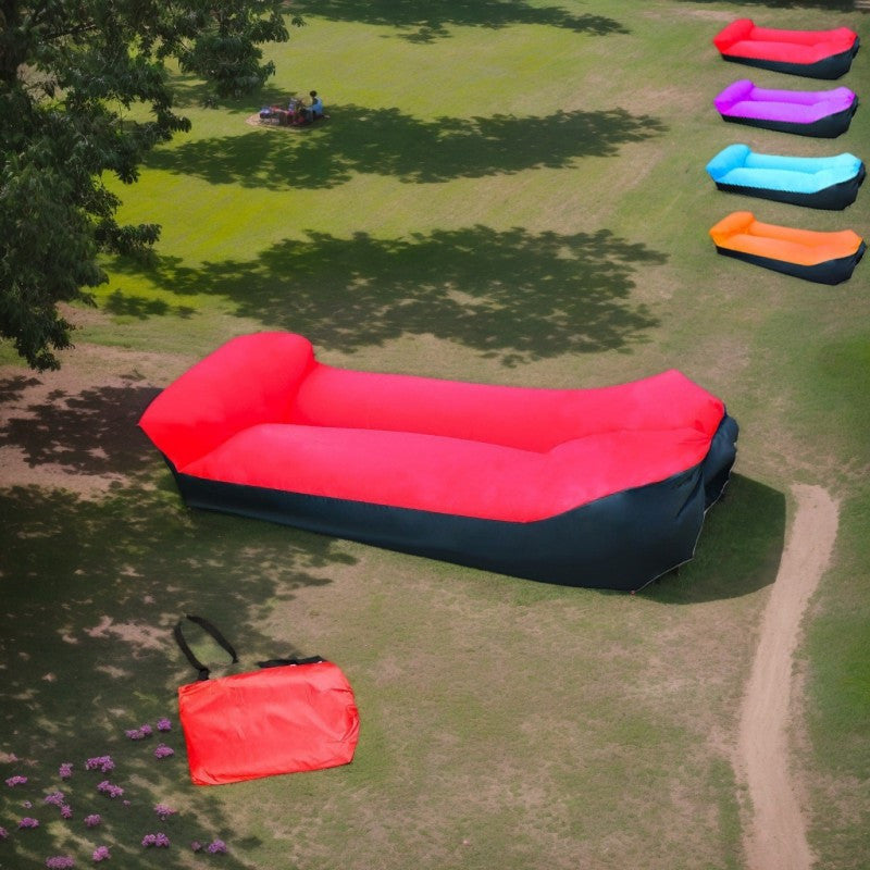Portable Inflatable Sofa & Recliner Chair for Outdoor Use – Heavy-Duty Bed-Like Lounger, Quick Inflation & Deflation, Lightweight & Compact for Camping, Beach, Backyard & Travel, No Pump Needed