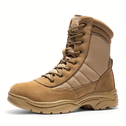 Men's Leather Tactical Combat Boots Side Zipper 9-Inch Non-Slip Lightweight - Hiking Motorcycle Outdoor Boots US 6.5-15