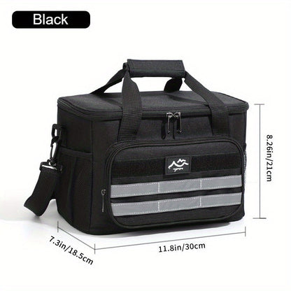 Large Capacity Insulated Cooler Bag Leakproof Portable Food Storage for Picnic Camping Beach Lunch, Durable Handle Soft Sided Cooler Tote with Thick Insulation - Black Navy Grey Khaki