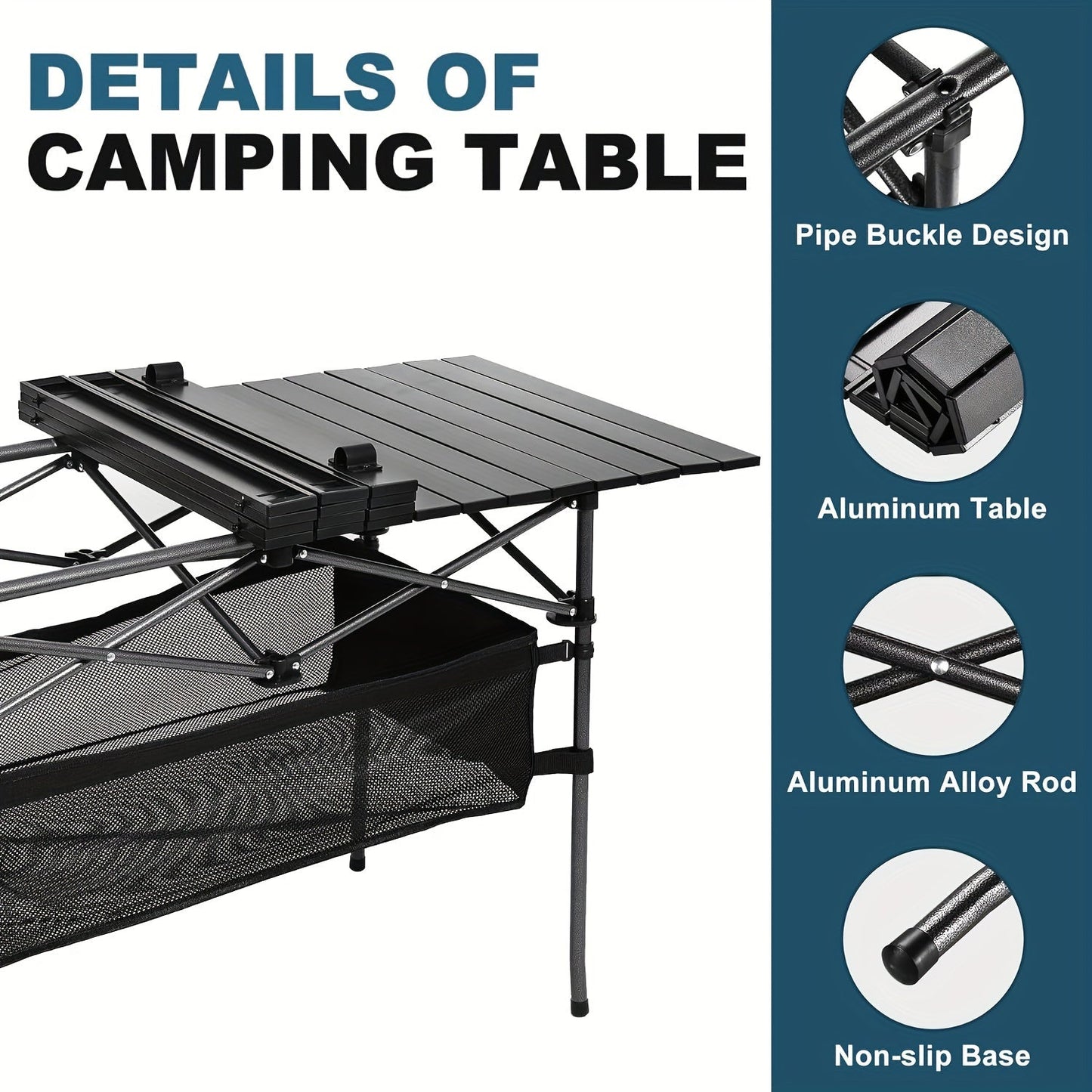 Folding Camping Table with Carry Bag – Lightweight Portable Outdoor Table 3 Sizes for Camping, Beach, Picnic, BBQ, Backyard, Boat & Travel, Easy Setup & Storage