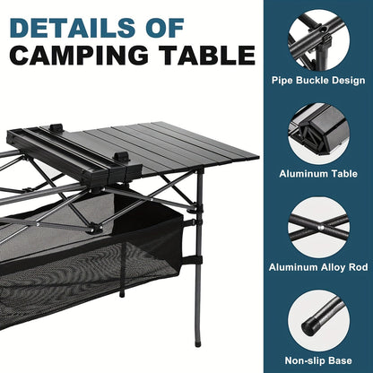 Folding Camping Table with Carry Bag – Lightweight Portable Outdoor Table 3 Sizes for Camping, Beach, Picnic, BBQ, Backyard, Boat & Travel, Easy Setup & Storage