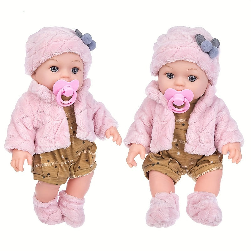 12 Inch Reborn Baby Doll with Pink Plush Outfit Hat Socks and Pacifier Realistic Newborn Soft Body Baby Doll Toy for Girls Toddlers Kids Birthday Christmas Holiday Gift