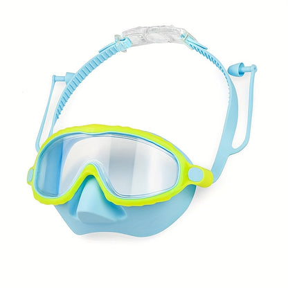Oversized Anti-Fog Swim Goggles High Definition Clarity Soft Silicone Comfort Cushions Adjustable Strap Stylish Swim Gear for Outdoor Swimming Pool Beach Pond Pink Blue