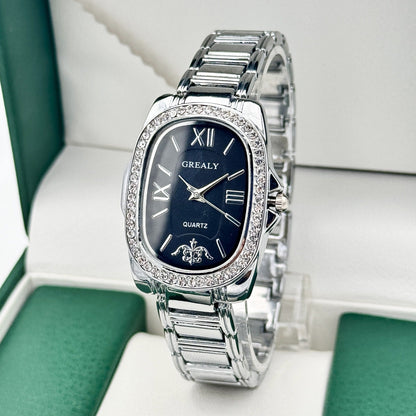 Women's Elegant Oval Dial Quartz Watch with Roman Numerals – Classic Analog Dress Watch with Alloy Band in 7 Colors, Perfect Gift for Women, Birthday, Anniversary & Holiday