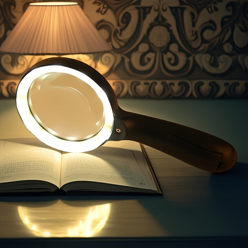 10X Magnifying Glass with 12 LED Lights – Handheld Large Illuminated Magnifier for Seniors Reading, Coins, Stamps, Jewelry & Repair, Bright LED Lighted Magnifying Glass – Black