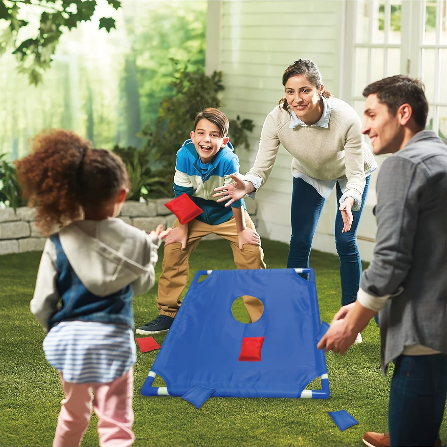 Cornhole Game Set 2 Boards 6 Bean Bags & Carry Bag – Indoor Outdoor Yard Toss Game for Kids & Adults, Backyard Tailgate Beach Camping Party Fun, Birthday Christmas Halloween Gift & Party Supplies