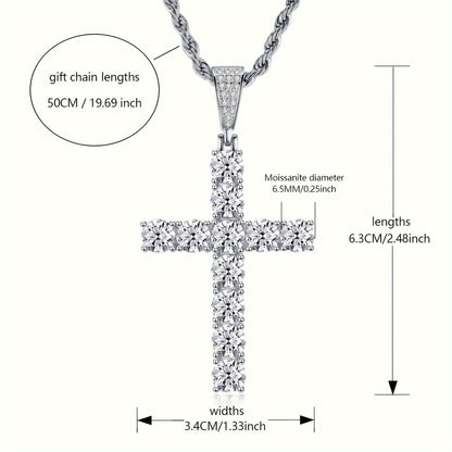 925 Sterling Silver Platinum-Plated Cross Pendant Necklace for Men – Hypoallergenic Hip Hop Luxury Style, Perfect Gift for Him, Banquets, Parties & Special Occasions