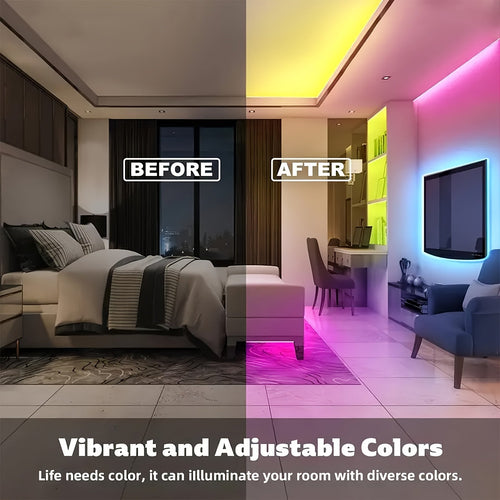 100ft LED Strip Lights Color Changing with 44-Key Remote & Power Supply – RGB LED Light Strip for Bedroom, Living Room, Festival, Wedding, Carnival & Party Decoration – 30M Indoor Ambiance Lighting