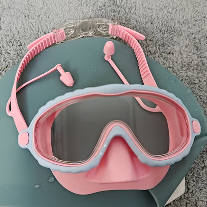 Oversized Anti-Fog Swim Goggles High Definition Clarity Soft Silicone Comfort Cushions Adjustable Strap Stylish Swim Gear for Outdoor Swimming Pool Beach Pond Pink Blue