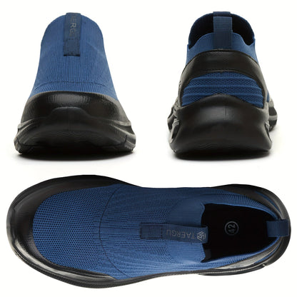 Steel Toe Work Shoes for Men Slip-On Lightweight Safety Sneakers Puncture-Resistant Non-Slip Loafers Black Grey Blue Sizes US 5.5-14