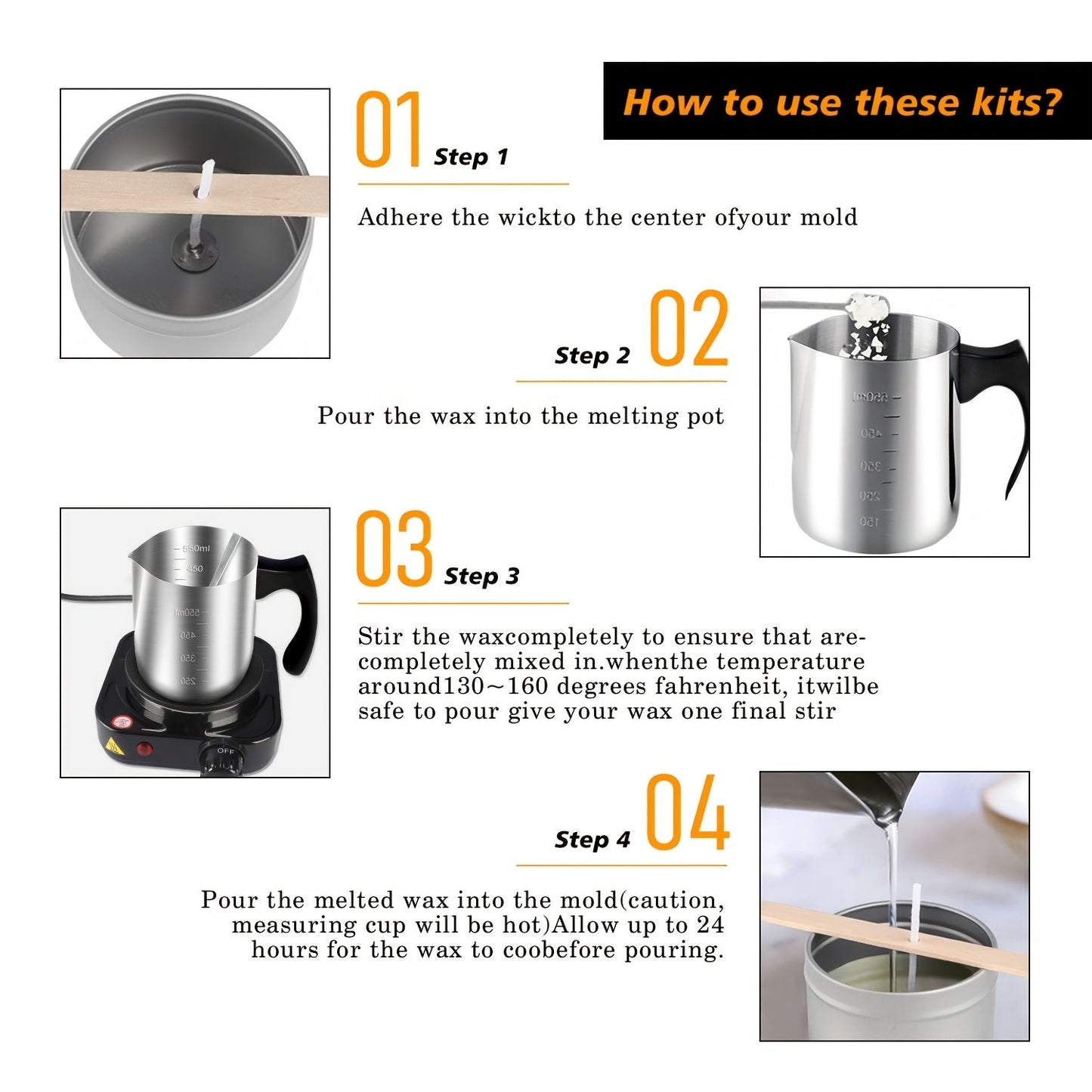 Soy Wax Candle Making Kit for Beginners – Complete DIY Set with Electric Heating Furnace, 2LB Soy Wax, 50 Wicks, Stainless Steel Pouring Pot, Digital Thermometer, Wick Holders & Spoon, Perfect Craft Gift