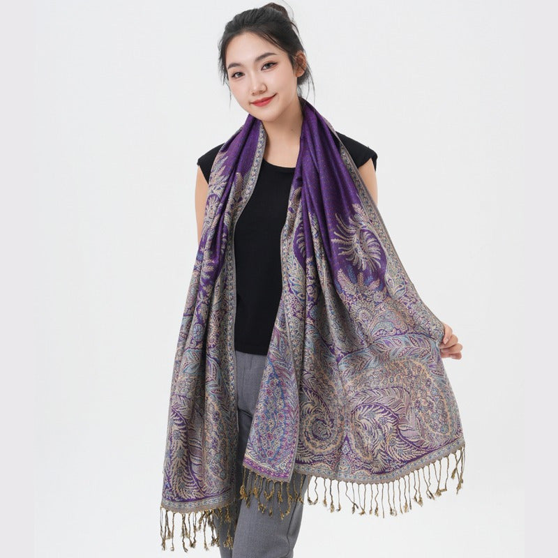 Phoenix Tail Paisley Pashmina Scarf – Thick Warm Wrap Shawl for Women, Luxurious Soft Fabric in 17 Vibrant Colors, Versatile for Formal Events, Everyday Wear & Gifting
