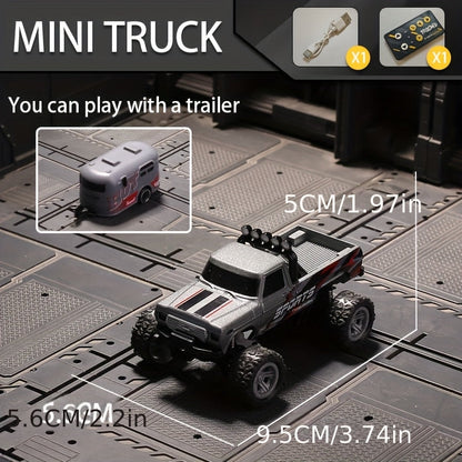 1:64 Alloy Mini Remote Control Off-Road Truck with Shock Absorbers Die-Cast RC Car Toy Gift for Boys Kids Birthday Christmas Halloween Dark Gray Teal Green Sky Blue Mixed