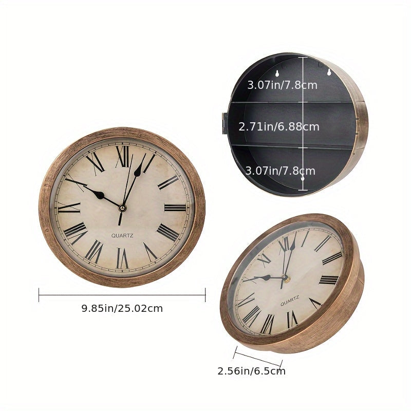 Wall-Mounted Diversion Safe Clock Hidden Secret Storage for Cash Coins Valuables Home Office Security Vault Concealed Coin Safe Sturdy Durable