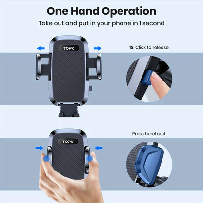 Car Phone Holder Mount – Upgraded 360° Rotation Dashboard & Windshield Cradle, Handsfree Universal Stand Compatible with iPhone 15 14 13, Samsung Galaxy, Android Phones | Velora