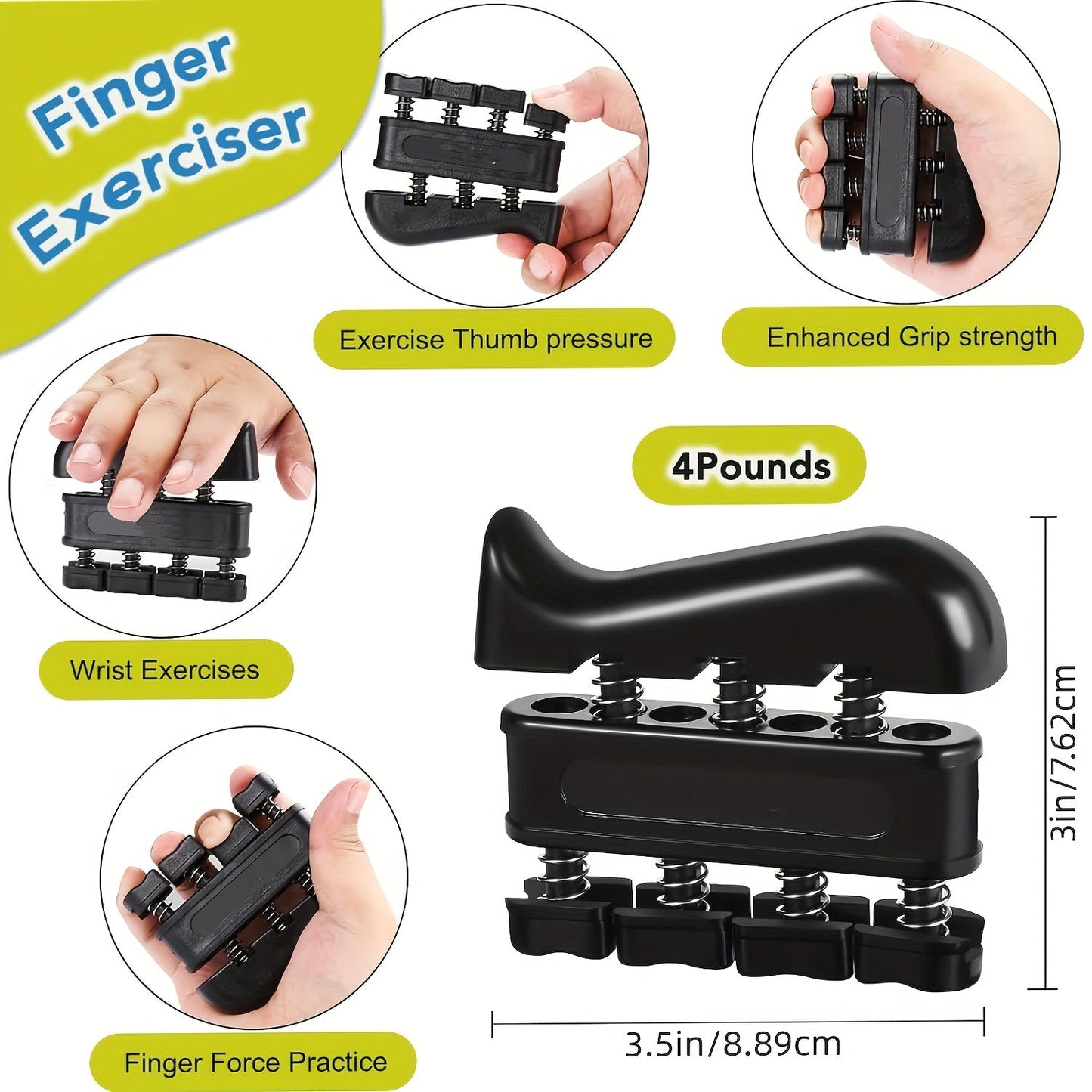 4-Piece Grip Strength Training Set Adjustable Hand Grip Strengthener 10-130 lbs Finger Exerciser Forearm Workout Ring Exercise Ball for Athletes Climbers Musicians Men Women