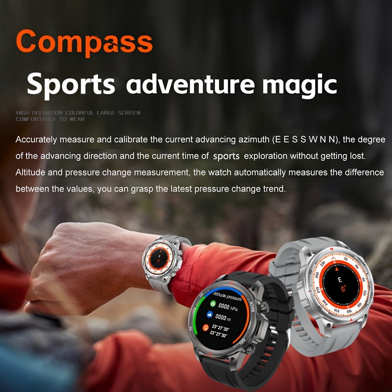 GPS Smartwatch for Men – 360×360 HD Screen, AI Voice, Wireless Calling, NFC, Compass, LED Lighting, Motion Trajectory, Outdoor Sport Fitness Tracker, Father's Day Gift