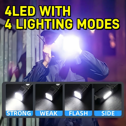 Mini Rechargeable LED Flashlight 3 or 6 Pack, 2000 Lumens COB 4 Modes USB-C Charging, Compact Handheld Flashlight with Back Clip & Built-In Battery for Camping Hiking Hunting Emergency