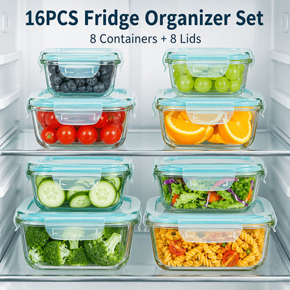 20-Piece Borosilicate Glass Food Storage Containers with Airtight Clip-Lock Lids – Microwave, Oven & Dishwasher Safe Meal Prep Containers for Salads, Fruits, Vegetables & Sandwiches – Includes Cleaning Brushes