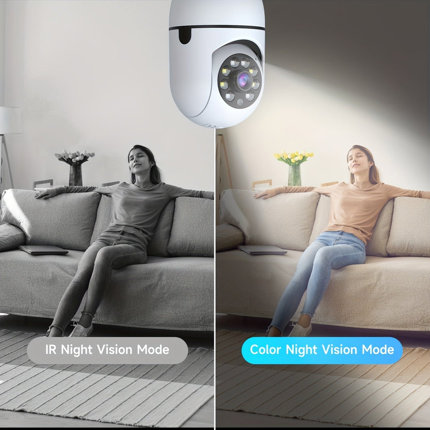 2-Pack Indoor Security Camera 355° Rotation – 2.4G/5G WiFi, Motion Detection, Full-Color Night Vision, Two-Way Audio, Cloud & 256GB TF Card Storage, Alexa Compatible, Baby & Pet Monitor for Home
