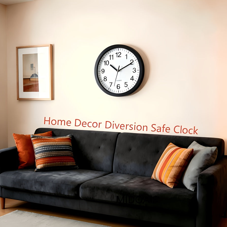 Wall-Mounted Diversion Safe Clock Hidden Secret Storage for Cash Coins Valuables Home Office Security Vault Concealed Coin Safe Sturdy Durable