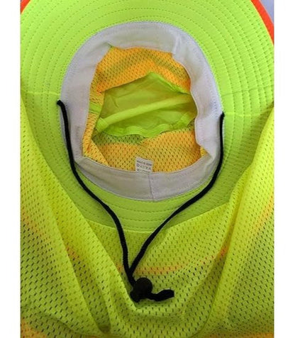Men's High Visibility Reflective Sun Hat with Neck Flap – Wide Brim Boonie Bucket Cap, UPF UV Protection, Quick-Dry Breathable Mesh, Outdoor Fishing Hiking Camping Hat
