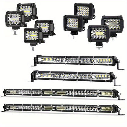 LED Work Light Bar Kit for Off-Road Truck Jeep SUV UTV ATV Tractor – 22" & 10" Light Bar + 4" LED Pods, 2000-3000 Lumens, 12-24V, No Battery Required, Multiple Configurations
