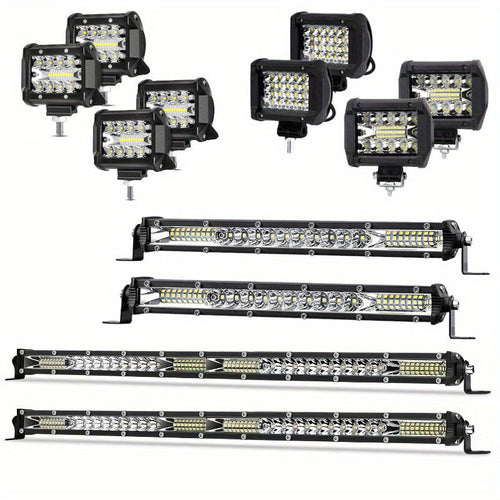 LED Work Light Bar Kit for Off-Road Truck Jeep SUV UTV ATV Tractor – 22" & 10" Light Bar + 4" LED Pods, 2000-3000 Lumens, 12-24V, No Battery Required, Multiple Configurations